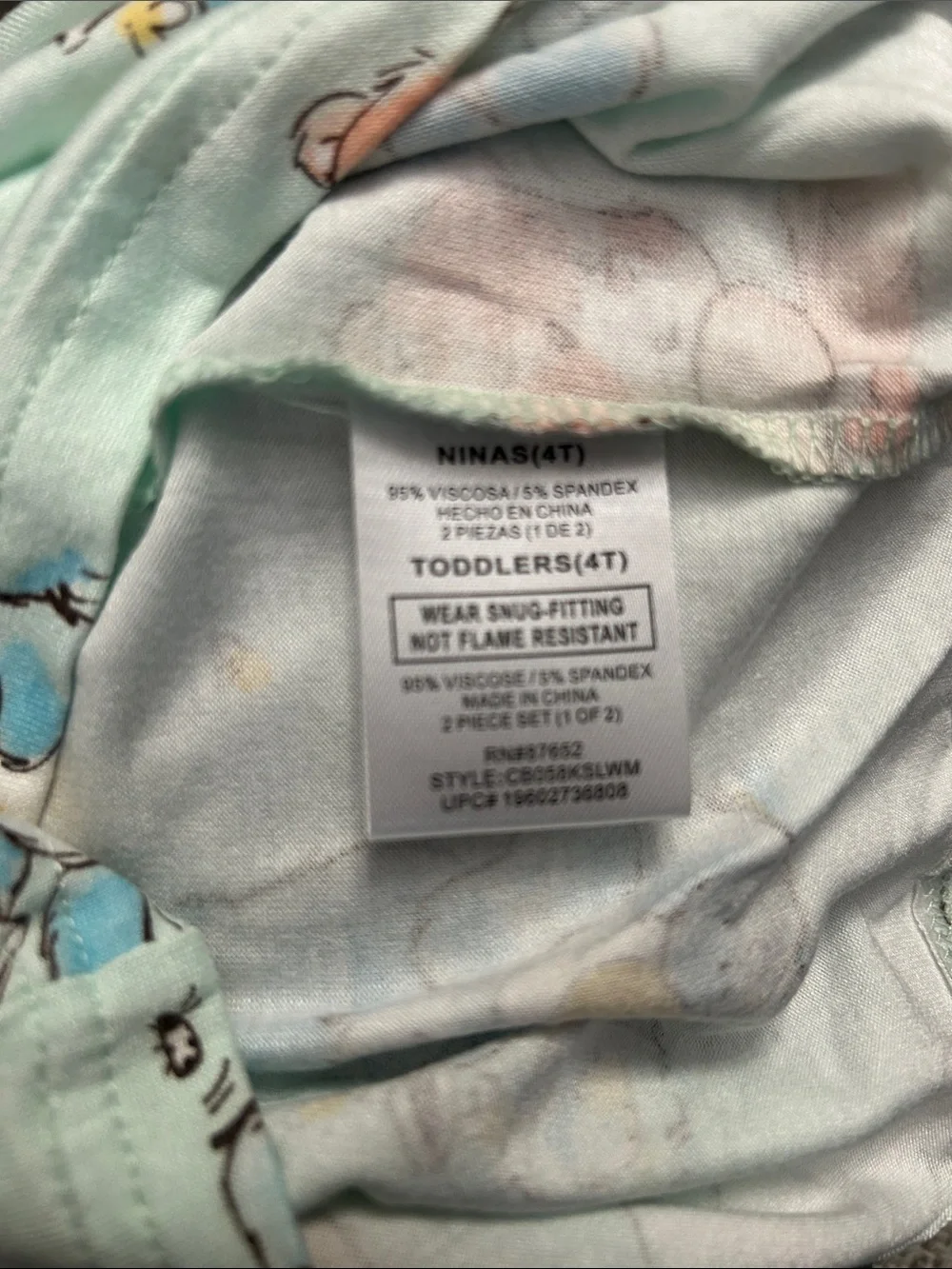 Care Bears Mint and Pink Cloud Print Kids Pajama Set
